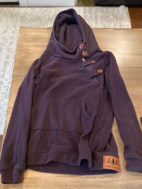 Women's Purple Button-Accent Hoodie
